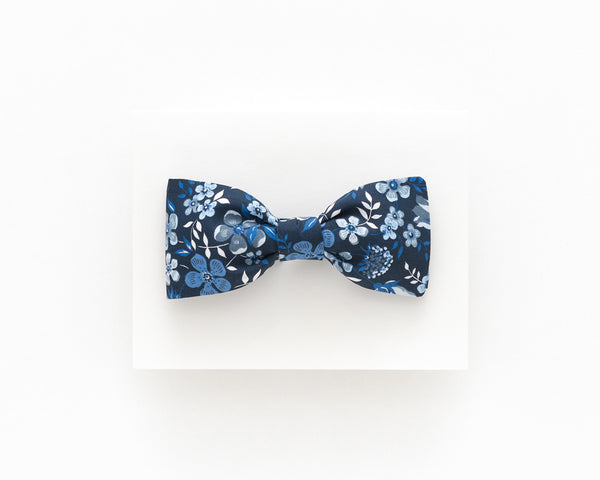 Dark blue floral bow tie