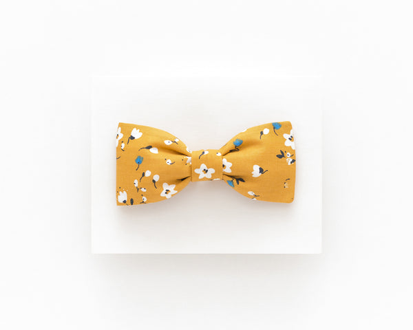 Mustard floral bow tie