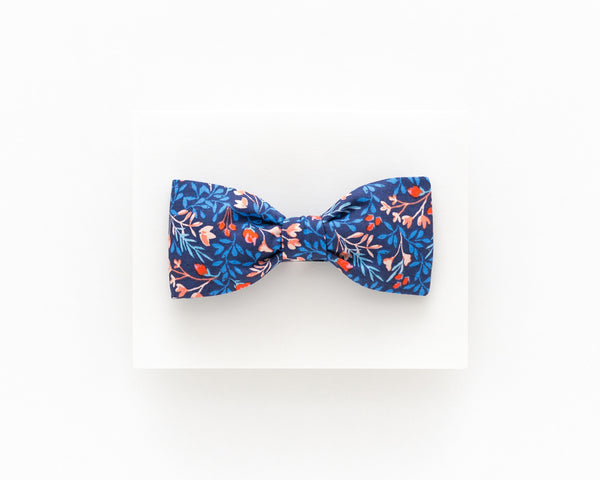 Navy blue floral bow tie