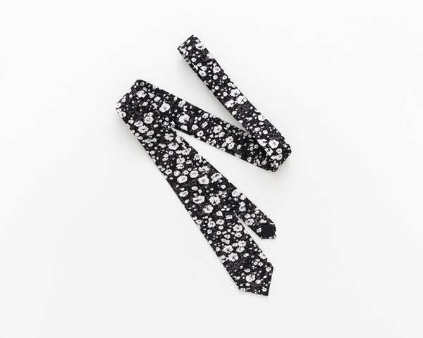 Black and white floral tie