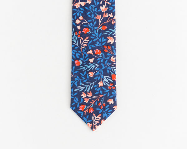 Navy blue floral tie