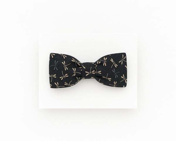 Men's black bow tie, black suit groom's bow tie self tie - Isola bow tie