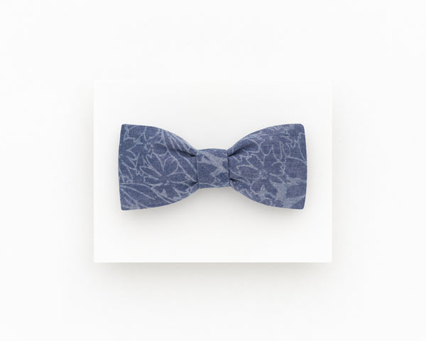 Jeans blue floral bow tie, summer wedding bow tie - Isola bow tie