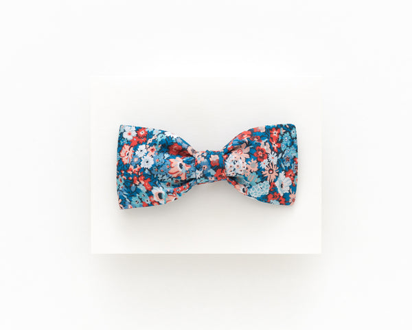 Petrol blue floral bow tie