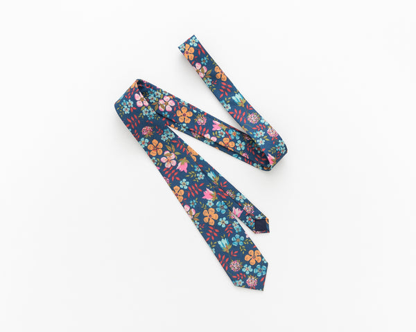 Midnight blue floral tie