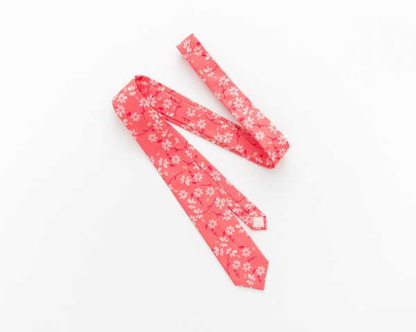 Coral pink floral tie