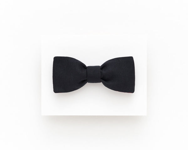 Classic black linen bow tie, black self tie bow tie - Isola bow tie