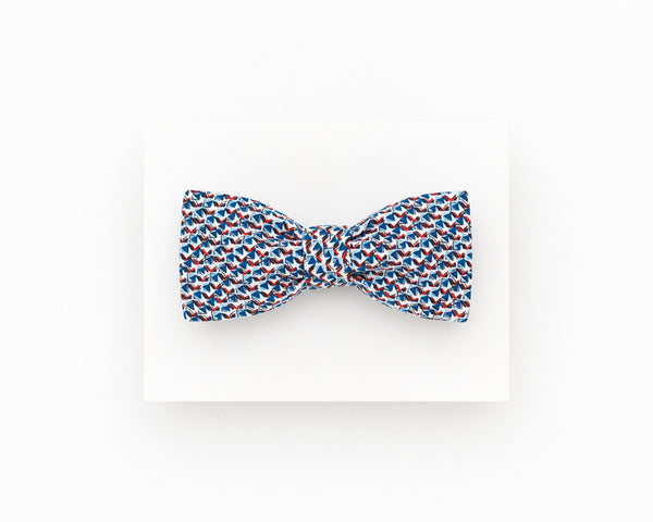 Summer wedding bow tie, blue and red geometric bow tie - Isola bow tie