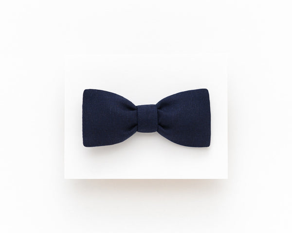 Dark blue linen bow tie, self tie bow tie - Isola bow tie