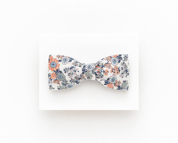 Floral bow tie orange and stone blue - Isola bow tie